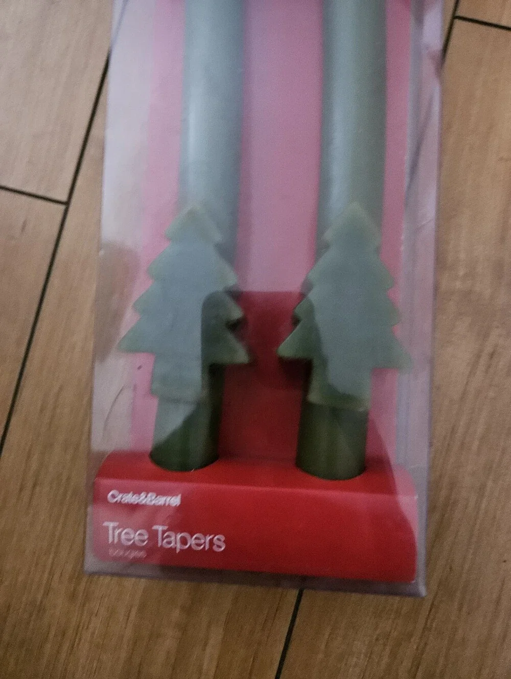 Crate & Barrel Green Tree Taper Candles